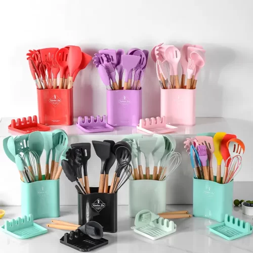 Silicone classic 12Sets Of Silicone Kitchenware With Free Spoon Rest